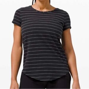 Lululemon Love Crew III Black White Stripe Tee Size S